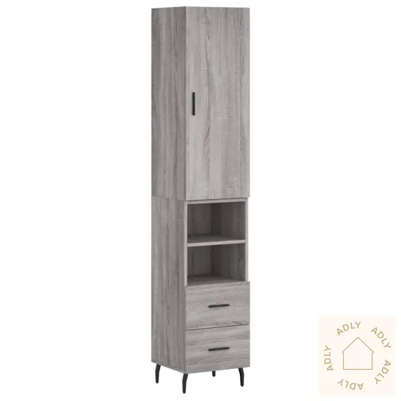 Highboard Grå Sonoma 34,5X34X180 Cm Konstruert Tre