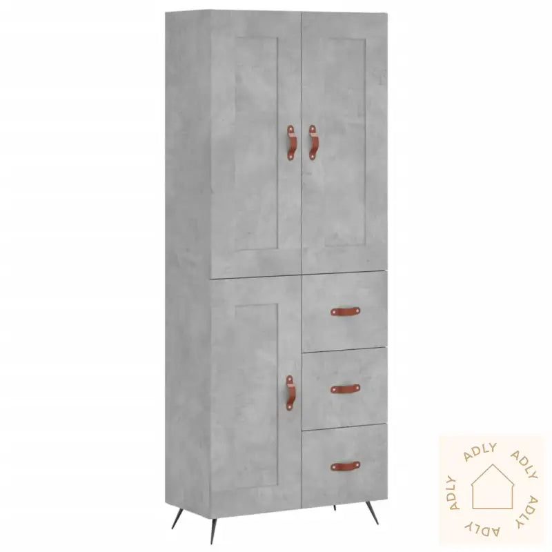 Highboard Betonggrå 69,5X34X180 Cm Konstruert Tre