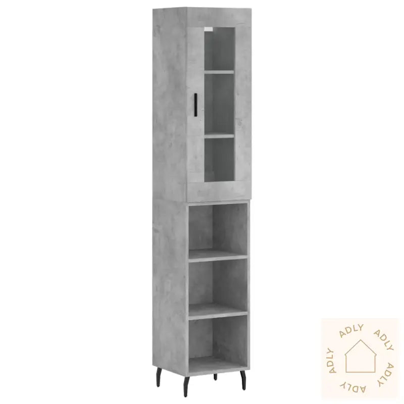 Highboard Betonggrå 34,5X34X180 Cm Konstruert Tre