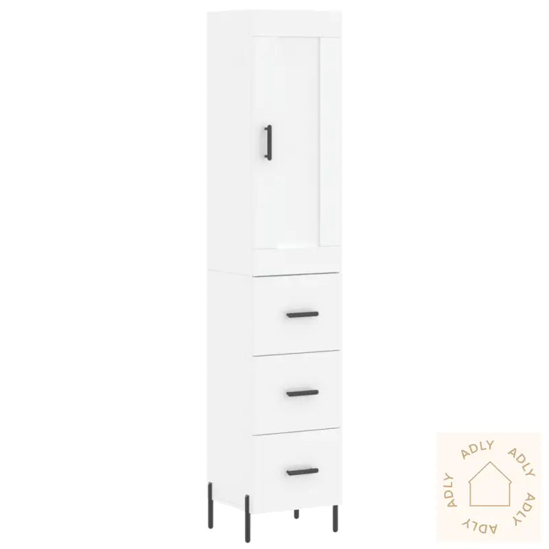 Highboard Hvit 34,5X34X180 Cm Konstruert Tre