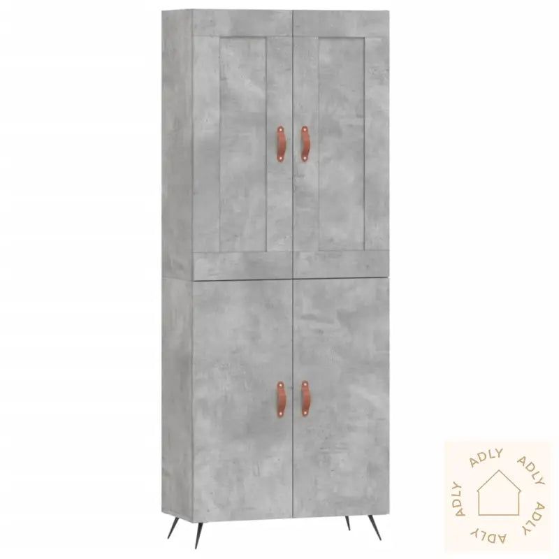 Highboard Betonggrå 69,5X34X180 Cm Konstruert Tre