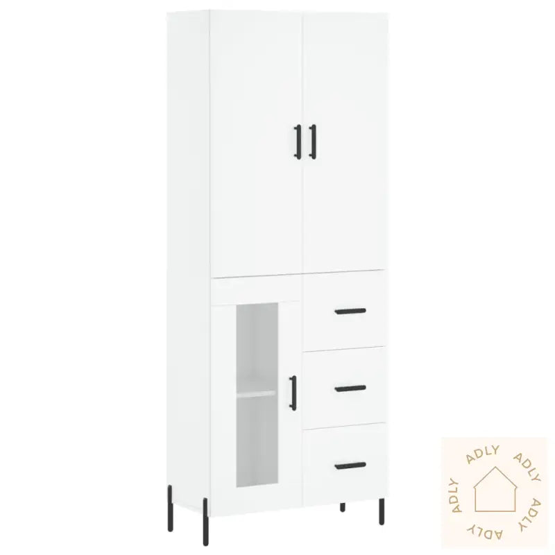 Highboard Hvit 69,5X34X180 Cm Konstruert Tre