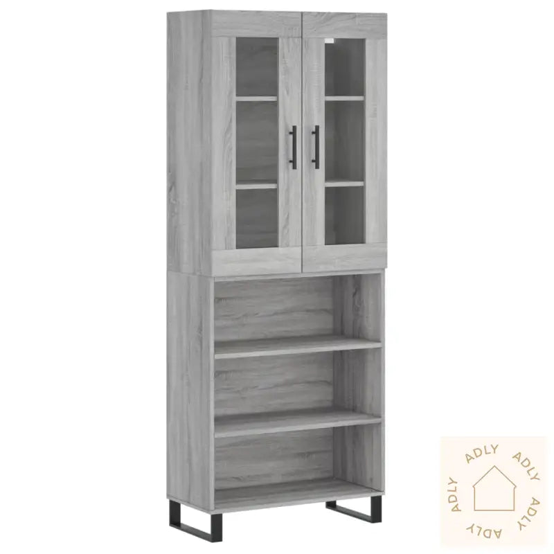 Highboard Grå Sonoma 69,5X34X180 Cm Konstruert Tre
