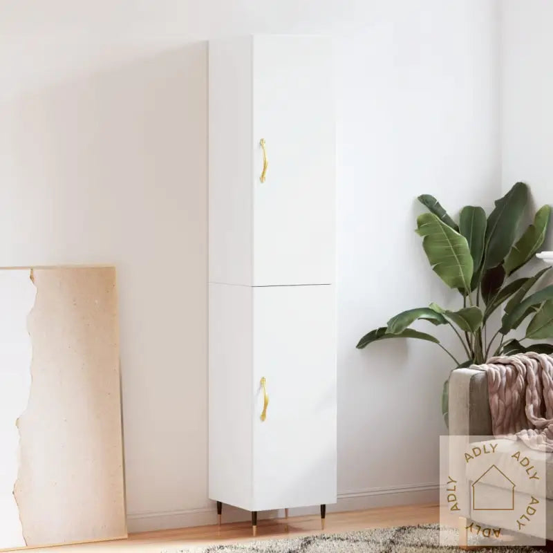 Highboard Hvit 34,5X34X180 Cm Konstruert Tre