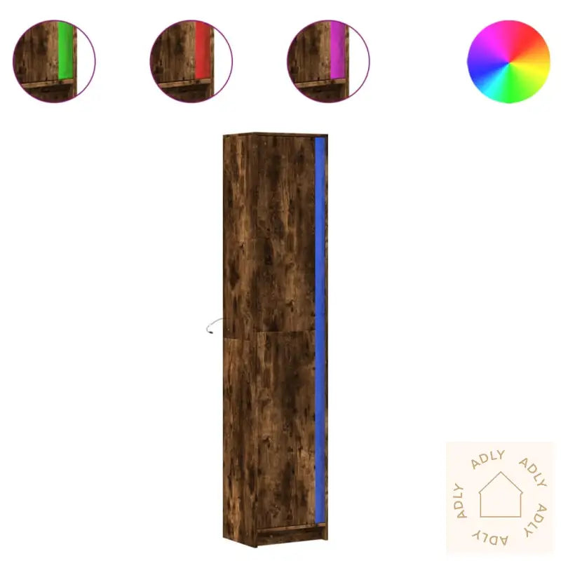 Garderobe Med Led Røkt Eik 41,5X32,5X200 Cm Konstruert Tre