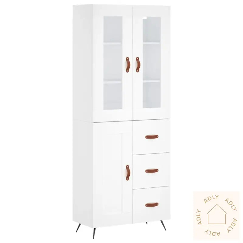 Highboard Hvit 69,5X34X180 Cm Konstruert Tre