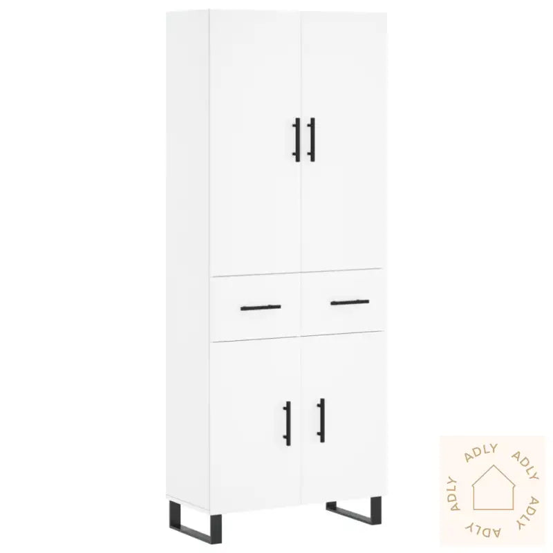 Highboard Hvit 69,5X34X180 Cm Konstruert Tre