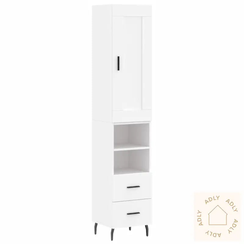 Highboard Hvit 34,5X34X180 Cm Konstruert Tre