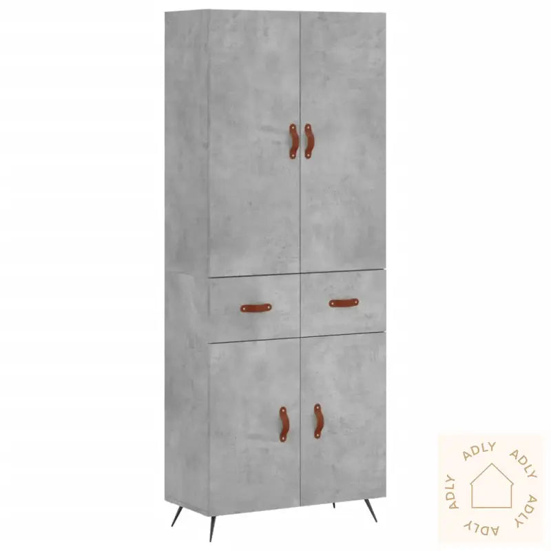 Highboard Betonggrå 69,5X34X180 Cm Konstruert Tre