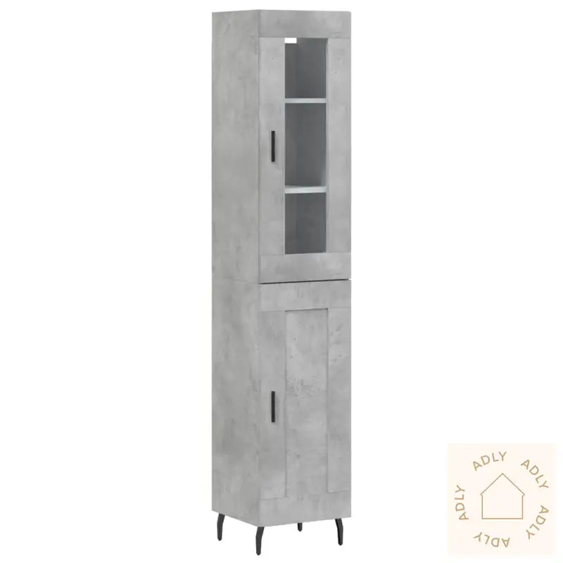 Highboard Betonggrå 34,5X34X180 Cm Konstruert Tre