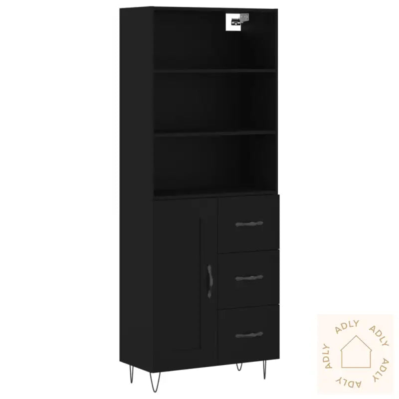 Highboard Svart 69,5X34X180 Cm Konstruert Tre