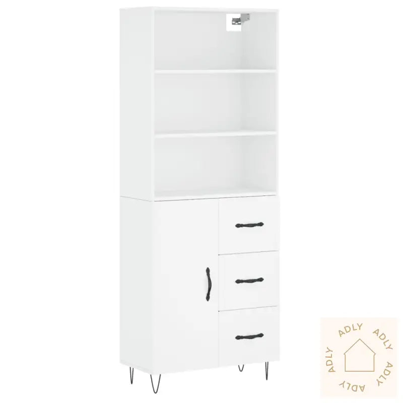 Highboard Hvit 69,5X34X180 Cm Konstruert Tre