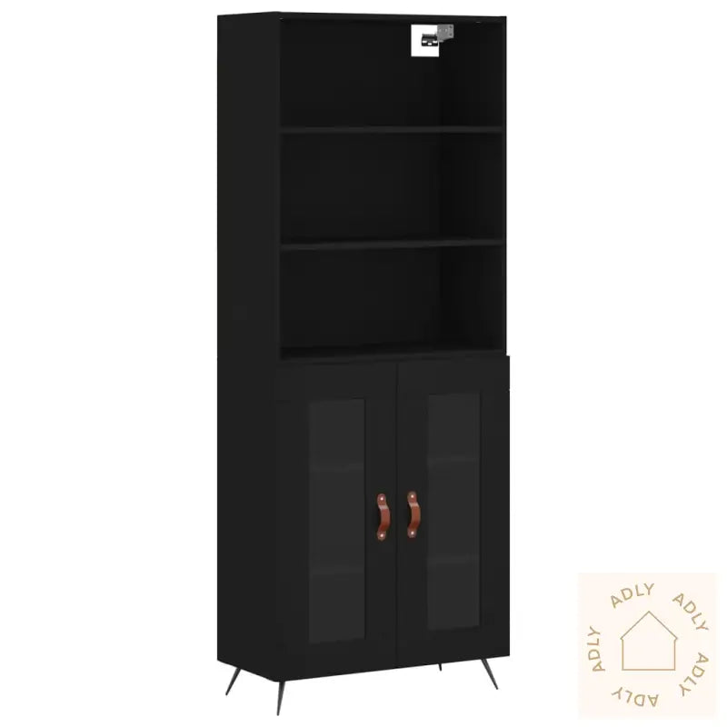 Highboard Svart 69,5X34X180 Cm Konstruert Tre