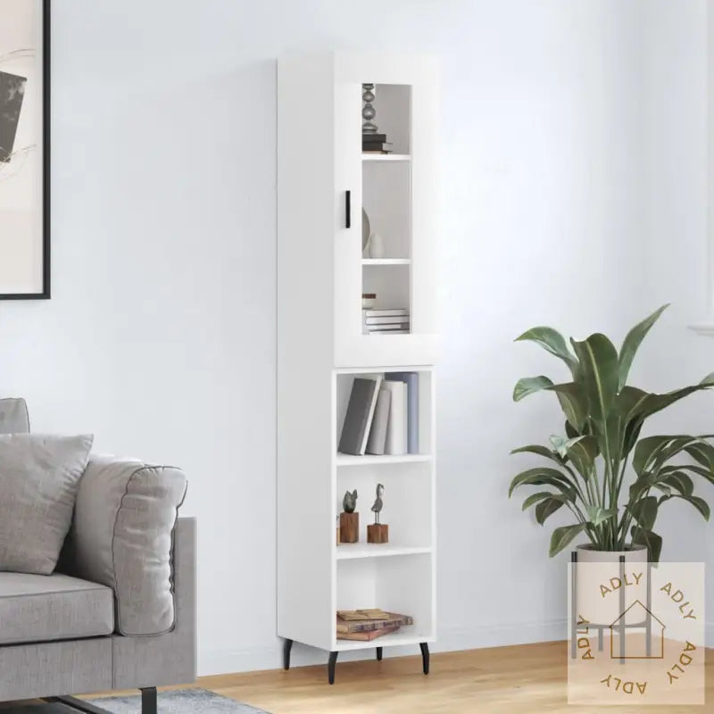 Highboard Hvit 34,5X34X180 Cm Konstruert Tre