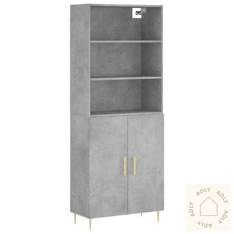 Highboard Betonggrå 69,5X34X180 Cm Konstruert Tre