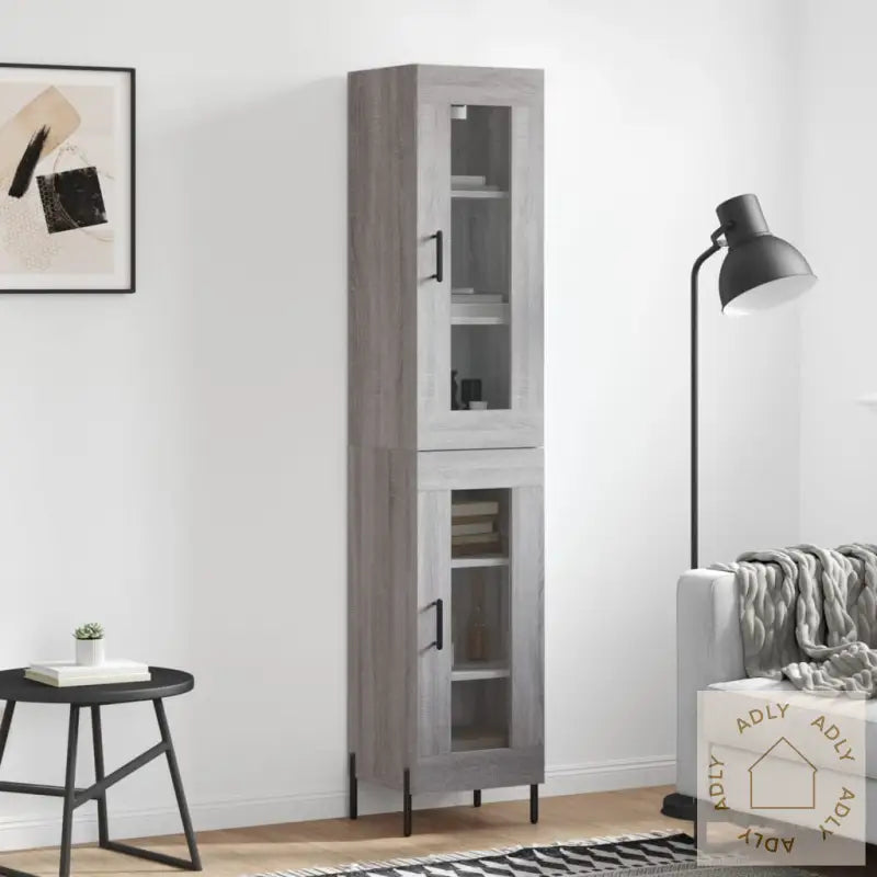 Highboard Grå Sonoma 34,5X34X180 Cm Konstruert Tre