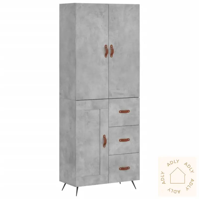 Highboard Betonggrå 69,5X34X180 Cm Konstruert Tre