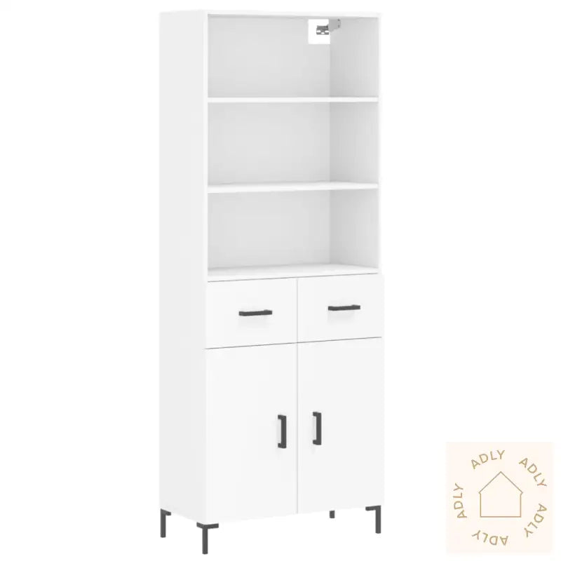 Highboard Hvit 69,5X34X180 Cm Konstruert Tre