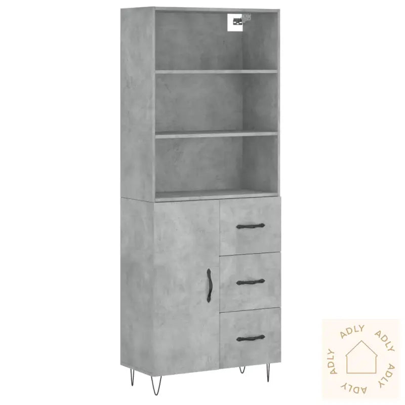 Highboard Betonggrå 69,5X34X180 Cm Konstruert Tre