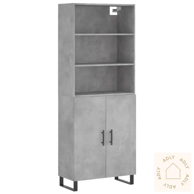 Highboard Betonggrå 69,5X34X180 Cm Konstruert Tre