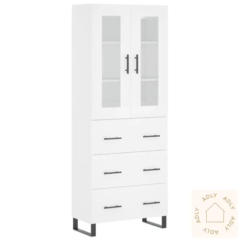 Highboard Hvit 69,5X34X180 Cm Konstruert Tre