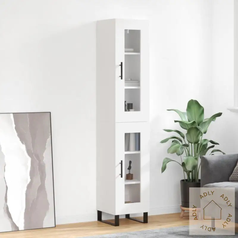 Highboard Hvit 34,5X34X180 Cm Konstruert Tre