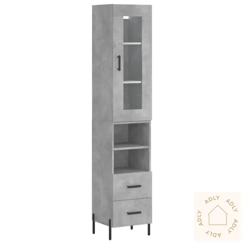 Highboard Betonggrå 34,5X34X180 Cm Konstruert Tre