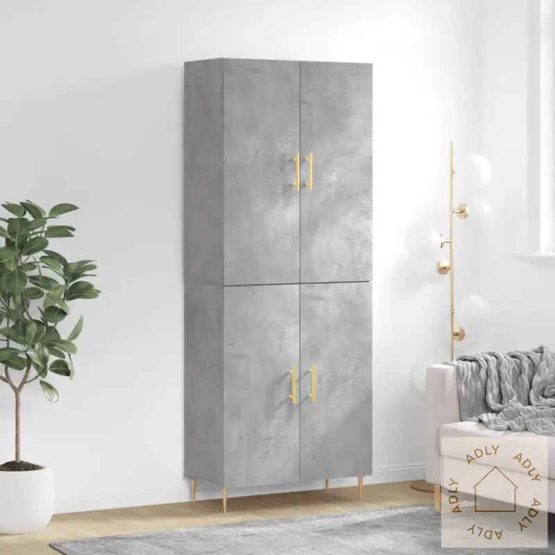 Highboard Betonggrå 69,5X34X180 Cm Konstruert Tre