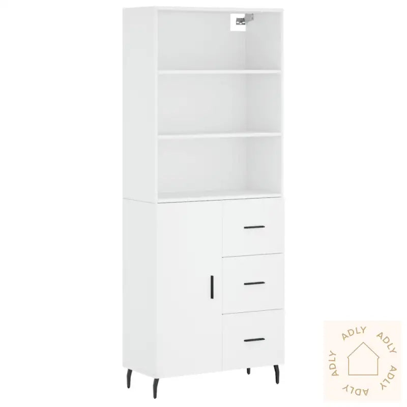 Highboard Hvit 69,5X34X180 Cm Konstruert Tre