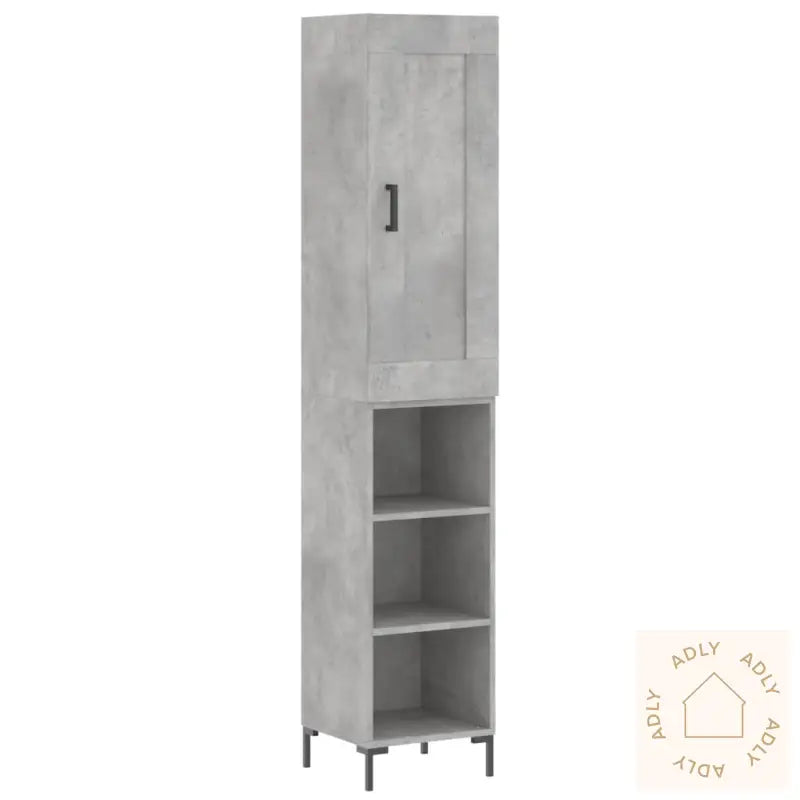 Highboard Betonggrå 34,5X34X180 Cm Konstruert Tre