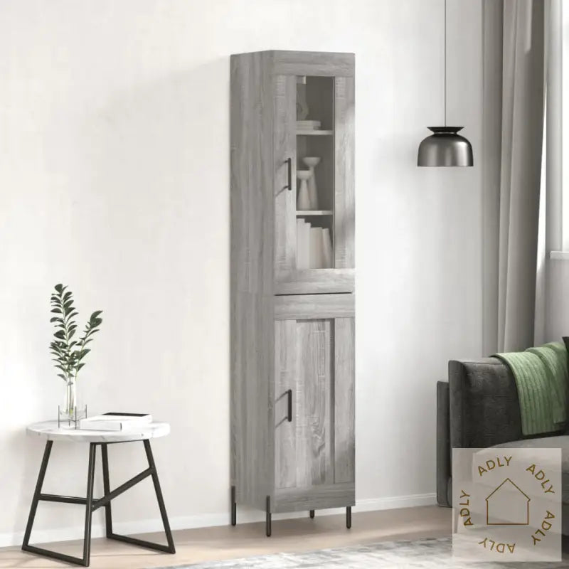 Highboard Grå Sonoma 34,5X34X180 Cm Konstruert Tre