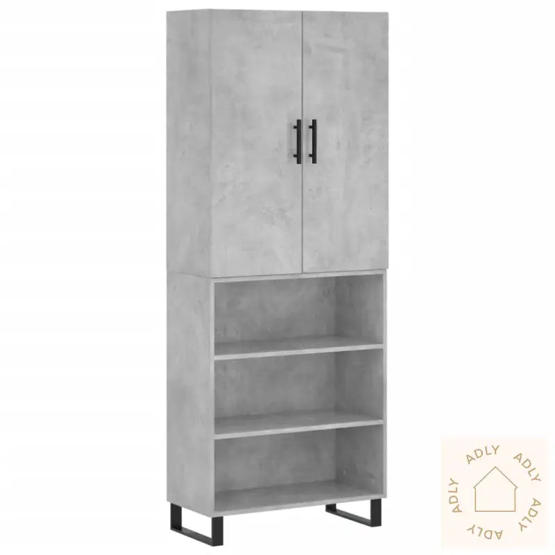 Highboard Betonggrå 69,5X34X180 Cm Konstruert Tre