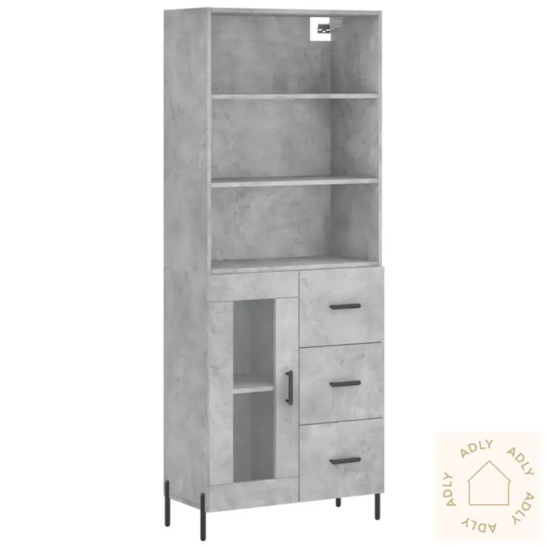 Highboard Betonggrå 69,5X34X180 Cm Konstruert Tre