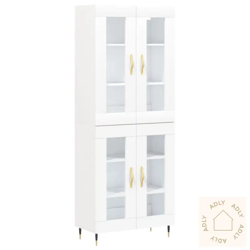 Highboard Hvit 69,5X34X180 Cm Konstruert Tre