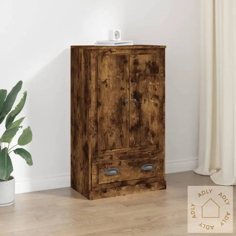 Highboard Røkt Eik 60X35,5X103,5 Cm Konstruert Tre