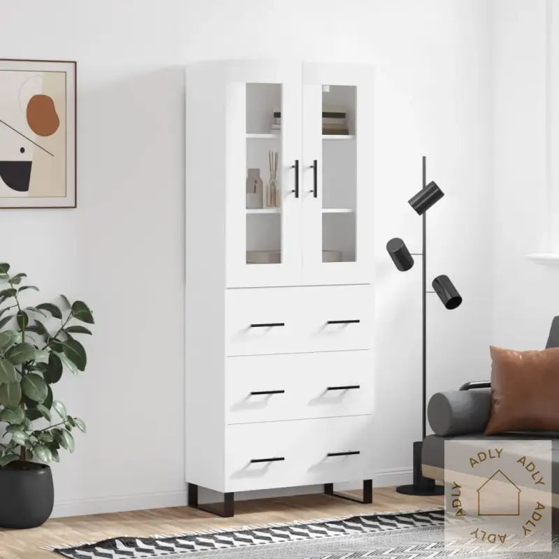 Highboard Hvit 69,5X34X180 Cm Konstruert Tre