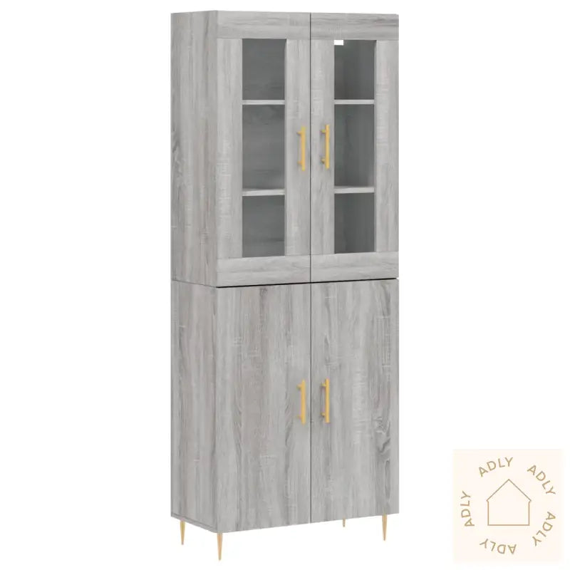 Highboard Grå Sonoma 69,5X34X180 Cm Konstruert Tre