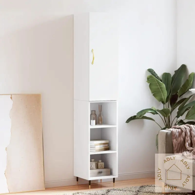 Highboard Hvit 34,5X34X180 Cm Konstruert Tre