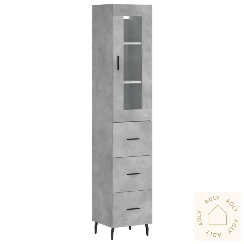 Highboard Betonggrå 34,5X34X180 Cm Konstruert Tre