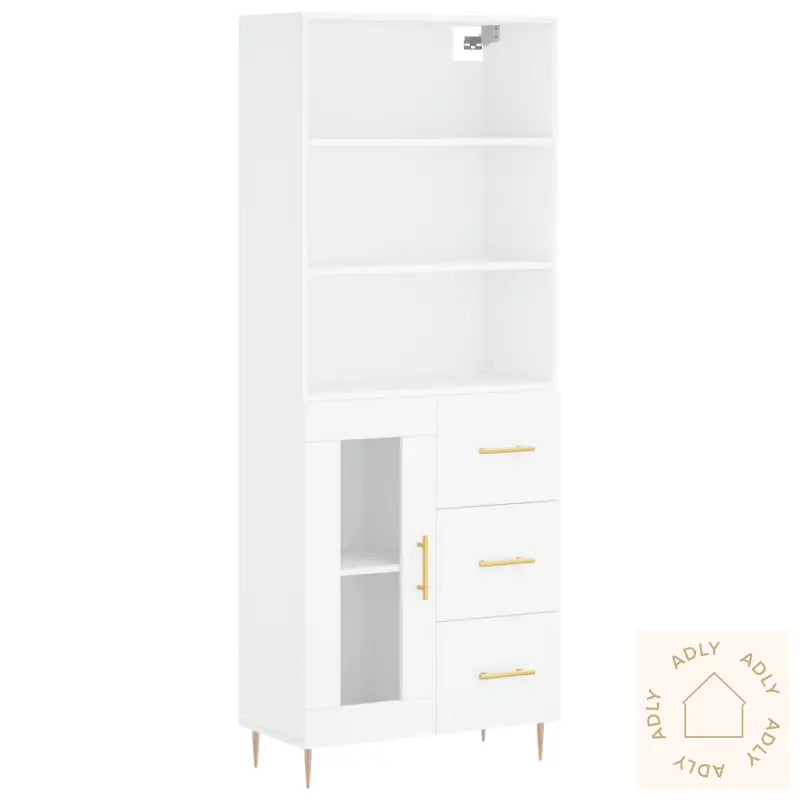 Highboard Hvit 69,5X34X180 Cm Konstruert Tre
