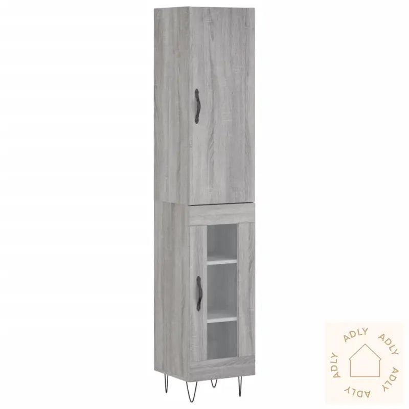 Highboard Grå Sonoma 34,5X34X180 Cm Konstruert Tre