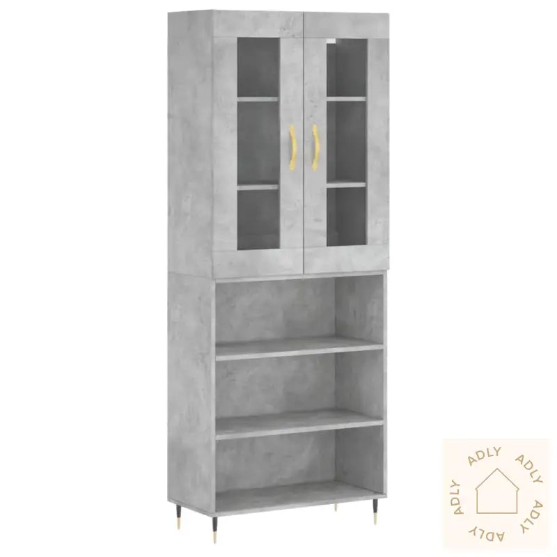 Highboard Betonggrå 69,5X34X180 Cm Konstruert Tre