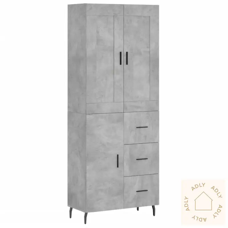 Highboard Betonggrå 69,5X34X180 Cm Konstruert Tre