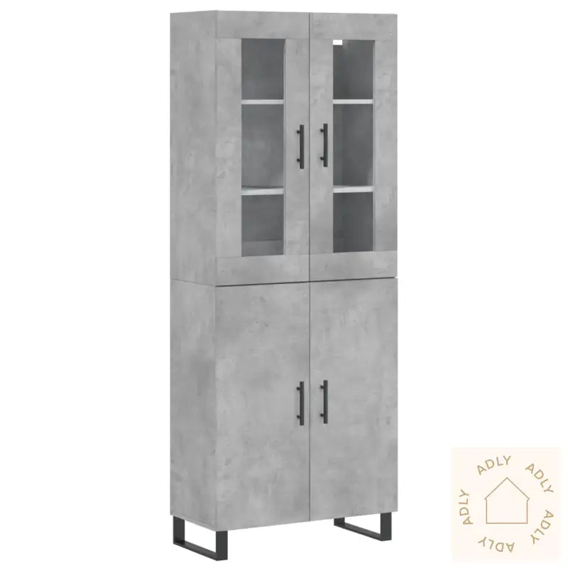 Highboard Betonggrå 69,5X34X180 Cm Konstruert Tre