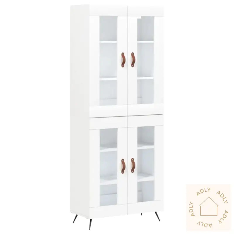Highboard Hvit 69,5X34X180 Cm Konstruert Tre