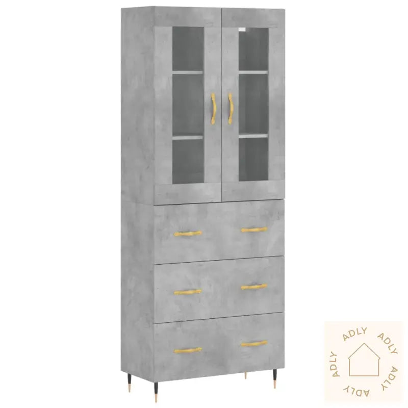 Highboard Betonggrå 69,5X34X180 Cm Konstruert Tre