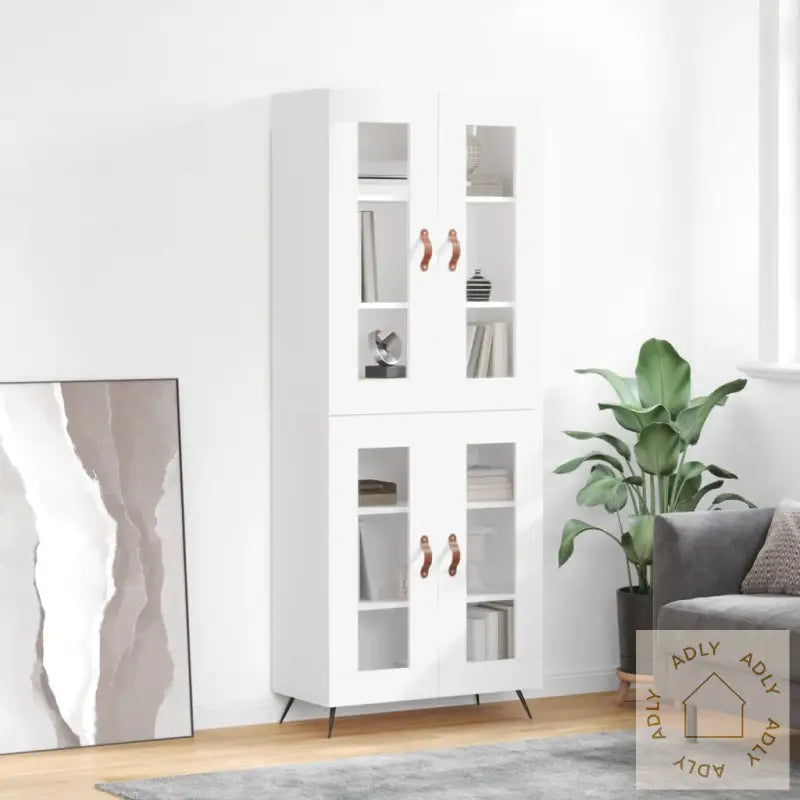 Highboard Hvit 69,5X34X180 Cm Konstruert Tre