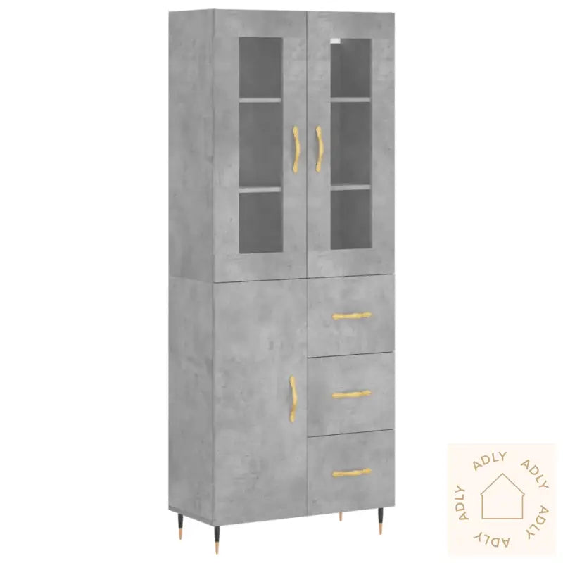 Highboard Betonggrå 69,5X34X180 Cm Konstruert Tre