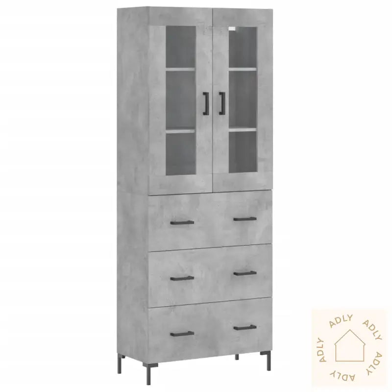 Highboard Betonggrå 69,5X34X180 Cm Konstruert Tre