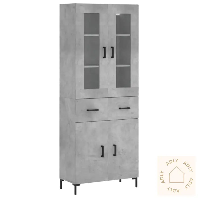 Highboard Betonggrå 69,5X34X180 Cm Konstruert Tre